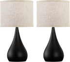 18.1'' Modern Touch Lamps for Nightstand Set of 2 with 3 Way Dimmable, Table Lamps for Living Room, Office, Bedside Lamps with Heavy Iron Base, Touch Switch, Bulb Included, Black