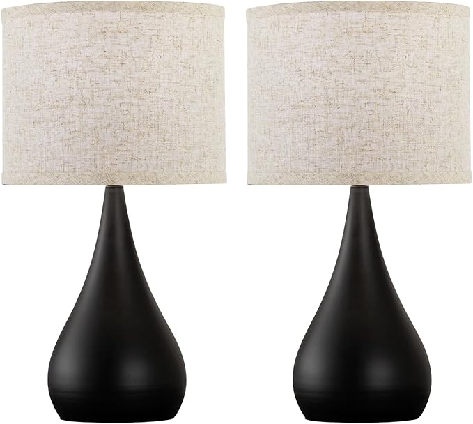 18.1'' Modern Touch Lamps for Nightstand Set of 2 with 3 Way Dimmable, Table Lamps for Living Room, Office, Bedside Lamps with Heavy Iron Base, Touch Switch, Bulb Included, Black