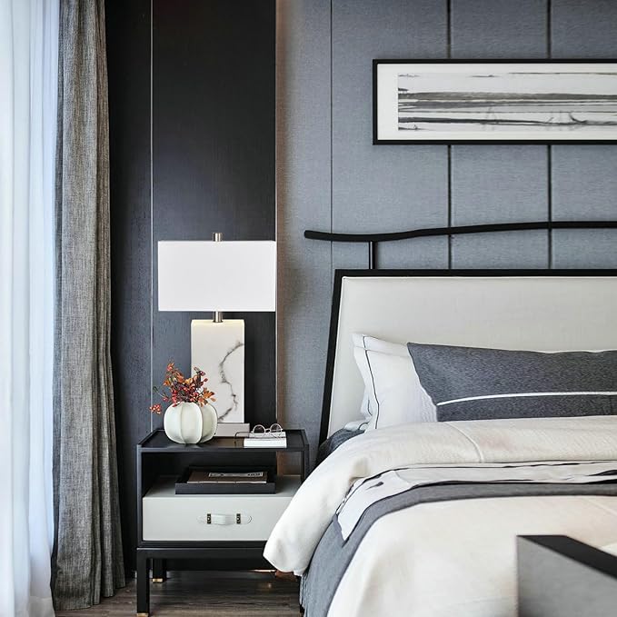 24" Silver Touch Table Lamp Set of 2 with USB Ports, 3-Way Dimmable Bedside Nightstand Lamps for Bedroom Living Room End Tables, Night Stand Light Side Lamp Faux Silk Shade, Bulbs Included