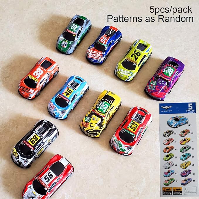 Pull Back Racing Cars Die cast Race Car Vehicles,3 Inch Metal Friction Powered Car Toys for Toddlers, Set of 5 (Racing Cars)
