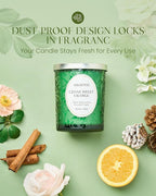 M&SENSE Cedarwood Orange Christmas Candle, Cracking Wooden Wick Soy Wax, 18oz 100 Hours Long Lasting Clean Burn, Large Fall Candles for Home Scented, Winter Holiday Aromatherapy Gifts for Women