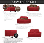 Easy-Going 6 Pieces Recliner Loveseat Stretch Sofa Slipcover Sofa Cover Furniture Protector Couch Soft with Elastic Bottom Kids, Spandex Jacquard Fabric Small Checks Christmas Red