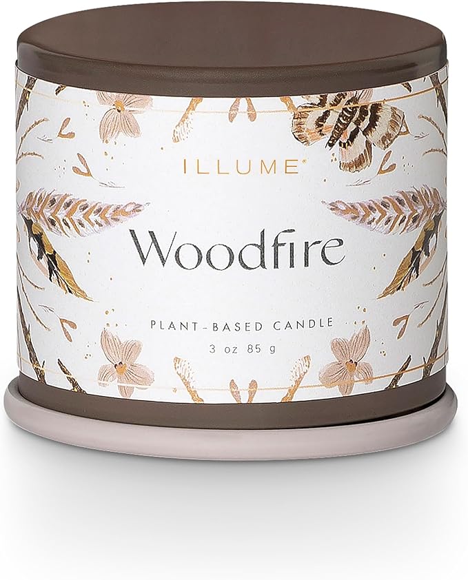 ILLUME Demi Vanity Tin Candle, Woodfire