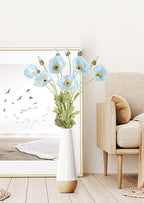 IPOPU 43.3" Poppy Flowers Artificial Flowers 6PCS Fake Silk Poppies Long Stem Artificial Flowers for Tall Vase for Wedding Party Home Decor(Baby Blue)