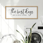The Best Days End In Dirtiest Clothes Wall Decor 32"x12" Large Laundry Room Bathroom Funny Wood Framed Sign wall Hanging Art (Wood)