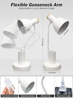 LED Desk Lamp with Pen Holder, Eye-Caring Desk Light 3 Color Modes Reading Light Flexible Gooseneck Metal Study Lamp, Cute Table Lamps for Home Office Bedside Dorm(White lamp)