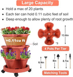Vertical Planter 3 Tier Stackable Planters Garden Planters Strawberry Herb Flower and Vegetable Planter Indoor Outdoor Gardening Pots with Removable Wheels and Tools 2-Pack