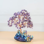 Amethyst Crystal Tree with Rainbow Titanium Cluster Base Tree of Life Decor for Shelf, Bedroom, Birthday Gifts for Women, Sister Birthday Gift for Mom, Cute Home Purple Decor Present