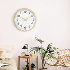 AKCISOT Wall Clock,Boho Kitchen 10 Inch Wall Clocks Battery Operated Non Ticking,Silent Modern Clock Decorative for Bedroom,Office,Bathroom,Living Room,Home (Wood Grain)