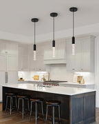 Black LED Pendant Lights for Kitchen Island, Modern 3000K Integrated LED Hanging Light Fixtures for Dining Room, Bedroom, Restaurant