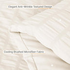 MUXHOMO 7 Pieces King Comforter Set, Seersucker Bed in a Bag King Size, All Season Luxury Bedding Set with Comforter, Flat Sheet, Fitted Sheet, Pillowcases & Shams, Ivory