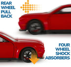 Car Toys for Boys 1/24 Diecast Cars Hellcat SRT Collectibles Model Kit,Pull Back Metal Toy Car with Lights and Sounds,Toy Cars for Boys Age 4-7（Red）