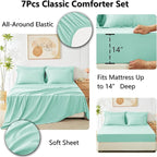 CozyLux King Size Comforter Set Mint Green - 7 Pieces Bed in a Bag King, Luxury Soft Bed Set for All Seasons, Bedding Set with Down Alternative Comforter, Sheets, Pillowcases & Shams