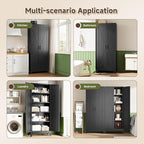 Letaya Storage Cabinet,75" H Metal Kitchen Pantry Cabinets with Doors and Adjustable Shelves,Pantry Organizers for for Cupboard/Dining/Bathroom/Office/Garage Room,Black