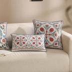 patdrea Designer Throw Pillow Covers Set of 4,Brilliant Vintage Red Tropical Linen with Floral Pattern Pillow Cover,Decorative Lumbar and Square Pillowcases Cushion for Bed Living Room Outdoor