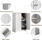 ChooChoo Bathroom Floor Cabinet, Modern Bathroom Storage Cabinet with 2 Doors and Adjustable Shelves, Freestanding Cupboard for Living Room, White