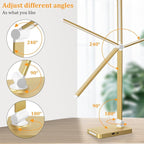 LED Desk Lamp with USB Ports,Touch Desk Lamps for Home Office with 5 Color Modes,3 Brightness Desk Light with Small Night Light,Reading Lamp Table Lamp for Bedroom Bedside Study Gold （with Adapter）