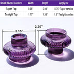 VOHO Purple Taper Candle Holders Ribbed Glass Gifts, 6 A Pack Candlestick Holders for Table Centerpiece Christmas/Halloween Decorations, Versatile Candle Holders for Candlesticks or Tea Lights Candles
