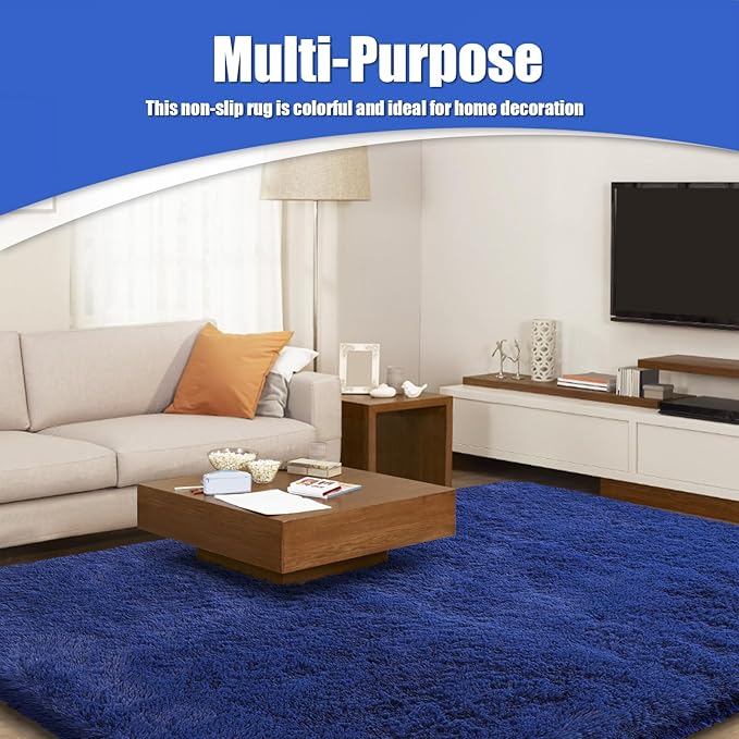 6x9 Fluffy Area Rug for Living Room,Shag Area Rugs for Bedroom,Blue Soft Fuzzy Rug Non-Shedding Indoor Plush Carpet for Kids Bedroom Nursery Dorm Home Decor