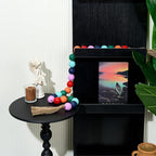 OMISHE 50" Long Extra Large Wood Bead Garland with 1.6" Diameter Wooden Beads and Tassels, Rustic Farmhouse Country Decorative Beads for Home Tiered Tray Decor, Colorful