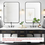 Fabuday Black Wall Mirror for Bathroom Over Sink - 22x30 Matte Metal Framed Rectangle Mirror, Rounded Rectangular Vanity Mirrors for Living Room, Bedroom, Entryway, Hallway, Horizontally/Vertically