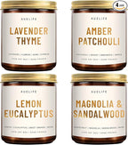 4 Pack Scented Candles Set | Scented Candles for Home, Candle Gifts for Women Men, Soy Candle for Home, Aromatherapy Gift of Amber Patchouli/Lemon Eucalyptus/Lavender/Sandalwood