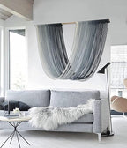 Flber Macrame Wall Hanging Large-Scale Dip-Dye Blue Bohemian Yarn Tapestry Home Room Wall Decor 57" Wx 35" L