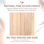 Homeforia 18 inch Natural Floating Shelf, High End Solid Real Wood 18inch Small Floating Shelves for Wall Mounted, Natural Wooden Floating Shelves, Heavy Duty Bracket, 18 X 6.5 X 1.75 in, Set of 2