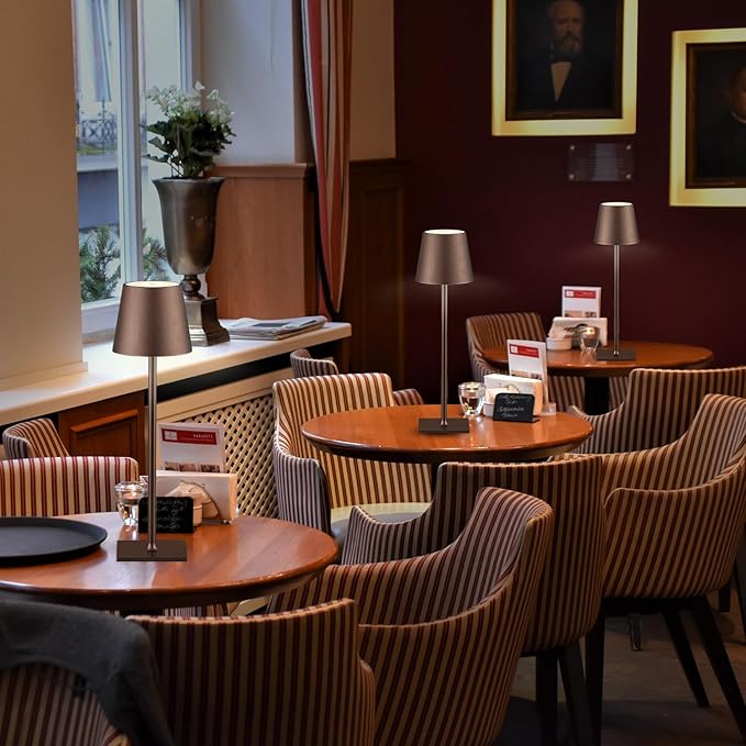 2 Pack Cordless Table Lamps, 3 Colors Stepless Dimming, 5000mAh Rechargeable Battery LED Desk Lamp for Bedroom/Couple Dinner/Desk/Cafe/Dining Room/Terrace