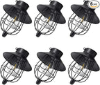 YAKii 6 Pack Solar Lantern Hanging Waterproof Outdoor Metal Solar Lamp with Warm White Light Decorate for Yard Garden Pathway Patio Porch (Black)