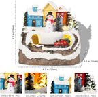 Christmas Decorations Village House Resin Collectible Building Figurines Revolving Train Musical Snow Globe 8 Music for Vintage Christmas Decor (Snow Man)