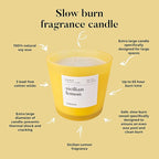 Hidden Label Large Scented Candle, Sicilian Lemon, 30oz 3 Wick Huge Candle, Serene Collection Slow Burn Natural Soy Candles for Home Scented