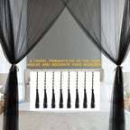 VISATOR Mosquito Net Bed Canopy,4 Corner Post Canopy Bed Curtains with 4 Hanging Hook,30ft Hanging Tether,4 Tassel Hanging Pendants and Storage Bag,Canopy Bed for Full/Queen/King Size