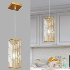 Gold Pendant Lighting Modern Pendant Light, Mini Crystal Chandeliers,Adjustable Pendant Light Fixture for Kitchen Island Dinning Room Bedroom (1 Pack)