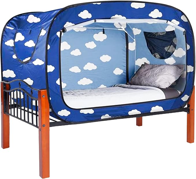Bed Tent Twin Bed Canopy Tents Portable Dream Tent for Adult Indoor Sleeping Tents with 2 Doors Breathable Private Space Tents, Cloud