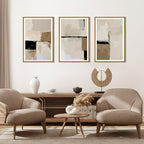 HPINUB Large Modern Abstract Framed Canvas Wall Art Set,Geometric Line Black White and Beige Textured Wall decor Neutral Gray Minimalist Art Print for Living Room,Bedroom,Dining Room,Office -16"x24"x3