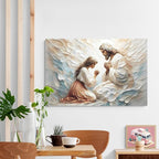 XWNLTEPK Praying to Heaven Christian Art Jesus and Woman Praying Bible Canvas Wall Decor Jesus Portrait Mormon Wall Print
