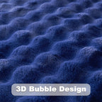 NEWCOSPLAY Faux Fur Throw Blanket Dark Navy Bubble Blanket Thick Warm Soft for Couch Sofa Bed 550GSM (Dark Navy, Throw(50"x60"))