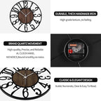 Large Wall Clock for Living Room Decor, 16 Inch Non Ticking Silent, Battery Operated Modern Vintage Oversized Wall Clock for Bedroom Kitchen