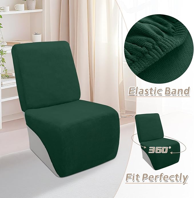 Arfntevss Sectional Recliner Couch Covers Velvet Corner Sectional Sofa Cover for Reclining Couch Stretch Soft L Shape Recliner Slipcover Washable Additional Seat Protector (1 Seat Cover, Dark Green)