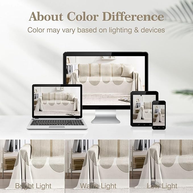 Couch Cover Boho for Dogs Washable Mocha Couch Covers for 2 Cushion Couch, Chenille Sectional Couch Covers L Shape Sofa Cover, Furniture Protector for Kids, Pets, Mocha 71" X150"