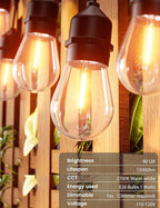 Svater Outdoor Led String Lights 75 FT, Patio Lights for Outside with 26pcs S14 Shatterproof Bulbs, IP65 Waterproof Commercial Grade Market Light, 1 Watt E26 Dimmable 2700K Warm White