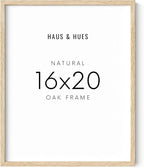 HAUS AND HUES Beige Oak Wood 16x20 Picture Frame - Modern Wood Wall Art Display - Lightweight 16x20 Frame for Art Prints, Photos, Posters - Ready-to-Hang Vertically & Horizontally