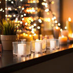 Set of 6 Square Glass Vases 4 x 4 Inch, Clear Cube Flower Vases with Sponge Brush, Candle Holders, Decorative Centerpieces for Home, Events or Weddings