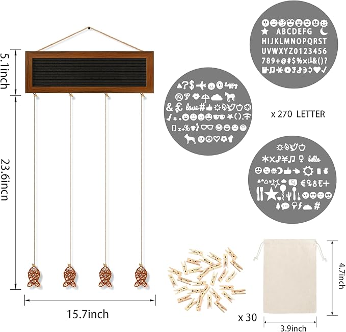 Hanging Photo Display Wall Decor, Picture Frames Collage Felt Letter Board with 270 Letters and 30 Clips, DIY Boho Dorm Room Decor for Wall, Mothers Day Party Birthday Gifts