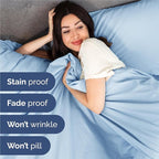 King Sheets Set 6 Piece - Includes 4 Pillowcases - Bed Sheets King Size - Soft Hotel Luxury Bedding - Cooling, Comfy, Cozy & Breathable - 1 Flat & 1 Fitted & 4 Pillowcases w/ Deep Pockets - Baby Blue