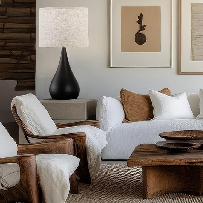 18.1'' Modern Touch Lamps for Nightstand Set of 2 with 3 Way Dimmable, Table Lamps for Living Room, Office, Bedside Lamps with Heavy Iron Base, Touch Switch, Bulb Included, Black