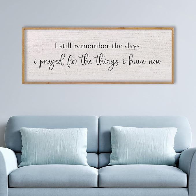 LuZhiQiang I Still Remember The Days I Prayed Sign Bible Verse Christian Wall Decor 40"X15" for Scripture Religious Family Living Room Holy Catholic God Jesus Christ Prayer Home Wall Art (Wood)