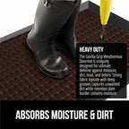 GORILLA GRIP 100% Waterproof All-Season WeatherMax Doormat, 47x35, US Designed Natural Rubber, Stain and Fade Resistant, Low Profile Indoor Outdoor Door Mats, Easy Clean Patio Mat, Coffee Squares