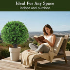 BAIJIALI Artificial Trees,2 Set of 16'' UV Resistant Fake Evergreen Shrubs Bushes Plants (Boxwood, 2 Packs)